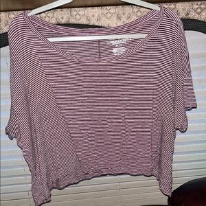 AEO Maroon Flowy Crop T-Shirt